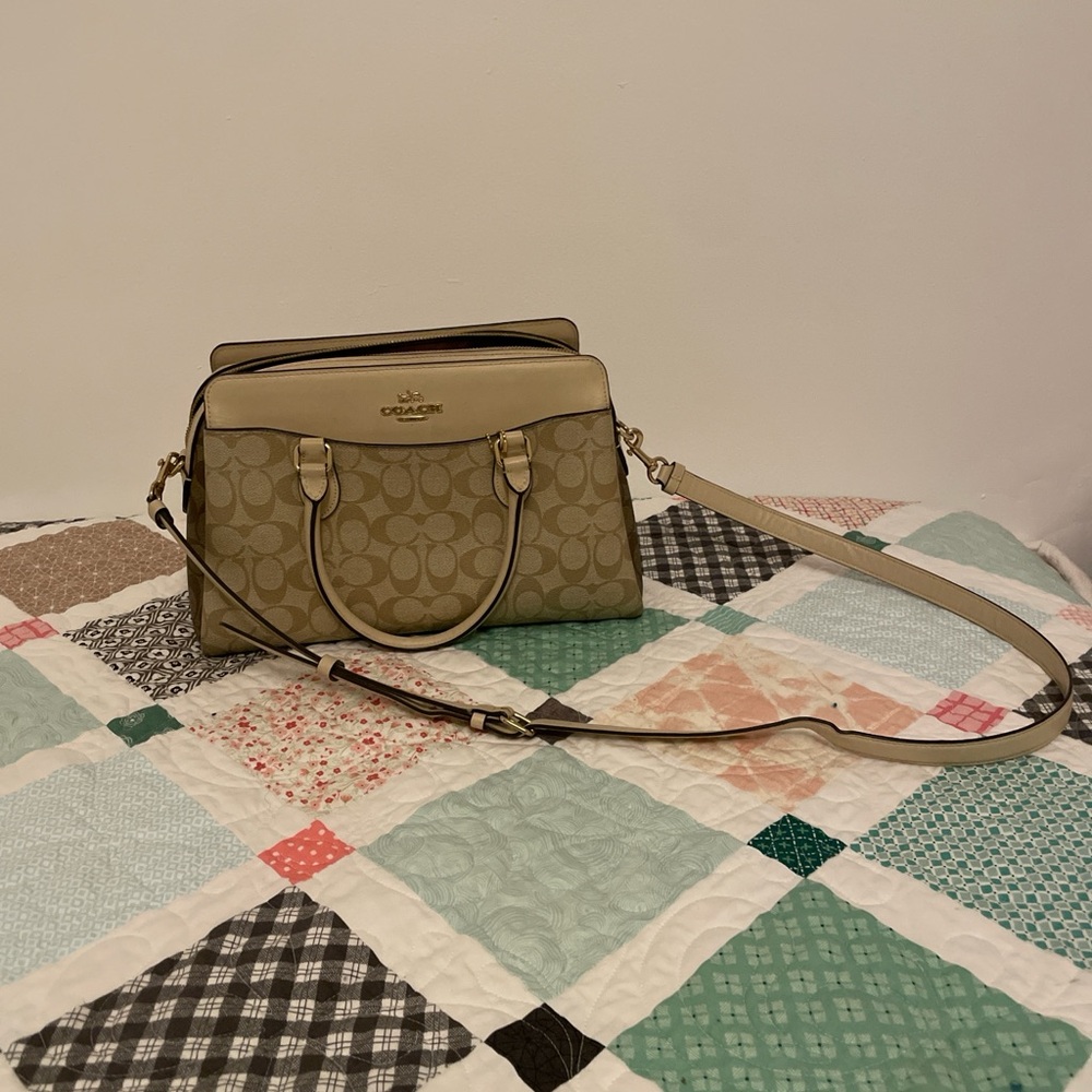 Coach Beige and Brown Signature Satchel